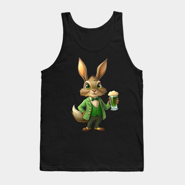 St. Patrick's Day Happy Hour: Pint-Holding Hare Tank Top by Frim-Design